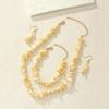 1 set of necklace bracelet earrings set Bohemian irregular white gravel beaded personality