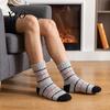 Skiing Thermal Layer Socks Thickened Coral Fleece for Men, Striped Mid-calf Socks, Soft Non-slip Cozy Winter Hosiery Fuzzy Crew Winter, Cold