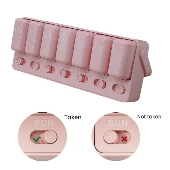 Weekly Pill Organizer 7 Day Travel Pill Case Daily Medicine Box One Time A Day Medication Reminder Portable Pill Box for Fish Oil Supplements