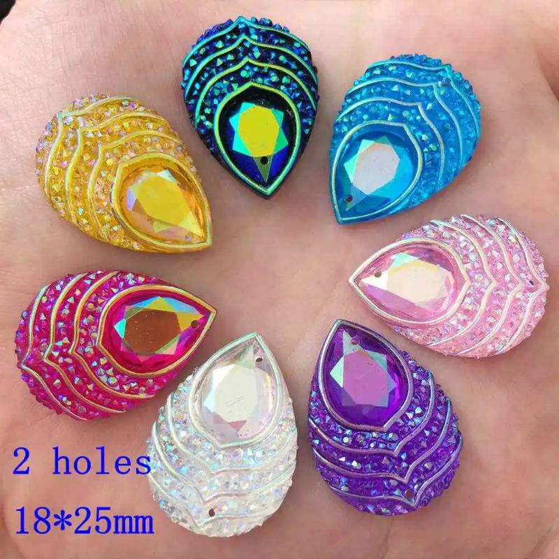 

13*18мм/18*25мм АБ Смола Капля Страз плоская спинка павлиний глаз камни и кристаллы костюм Пуговица Аксессуары HE19