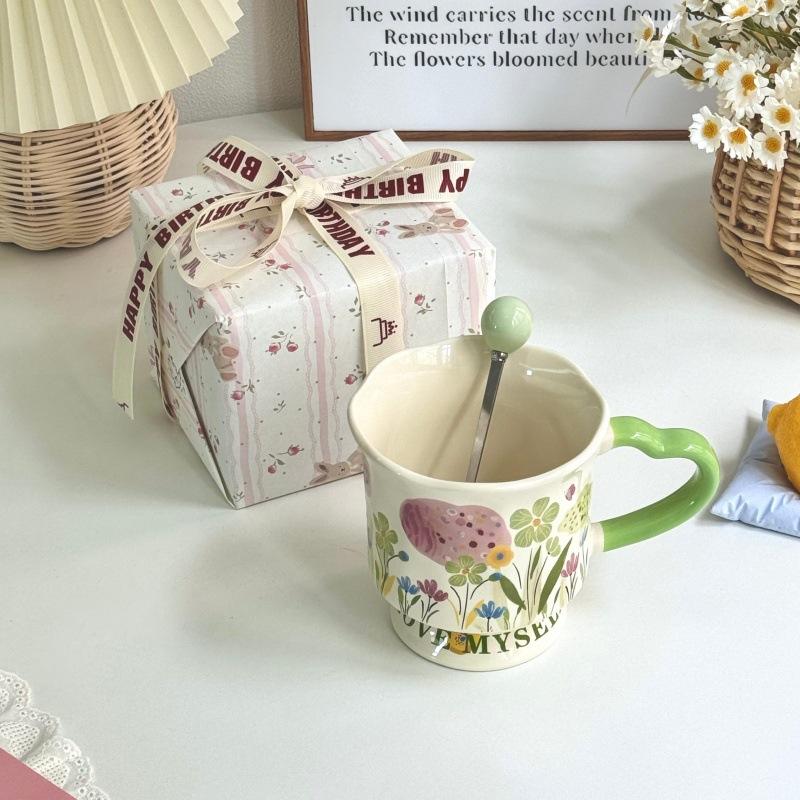Ins originální špičkový keramický hrnek ručně malovaný vysoký hrnek kancelářský hrnek na kávu vodu dárek k narozeninám pro ženu