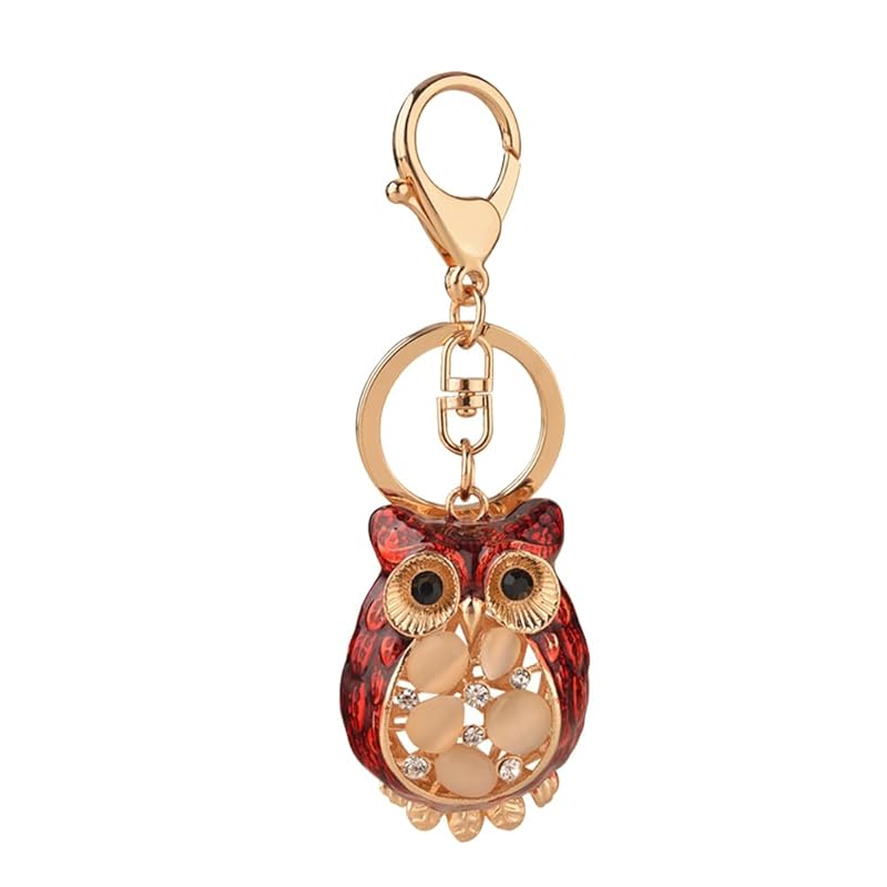 

[LIFKOME] key ring Fashionable cute gold owl opal pendant key ring amulet bag charm birthday present