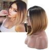 Lady Fashion Straight Wig Short Blonde Wigs Black Roots Synthetic Ombre Bob Hair Daily Cosplay Party Wig for Women Heat Resistant Wig