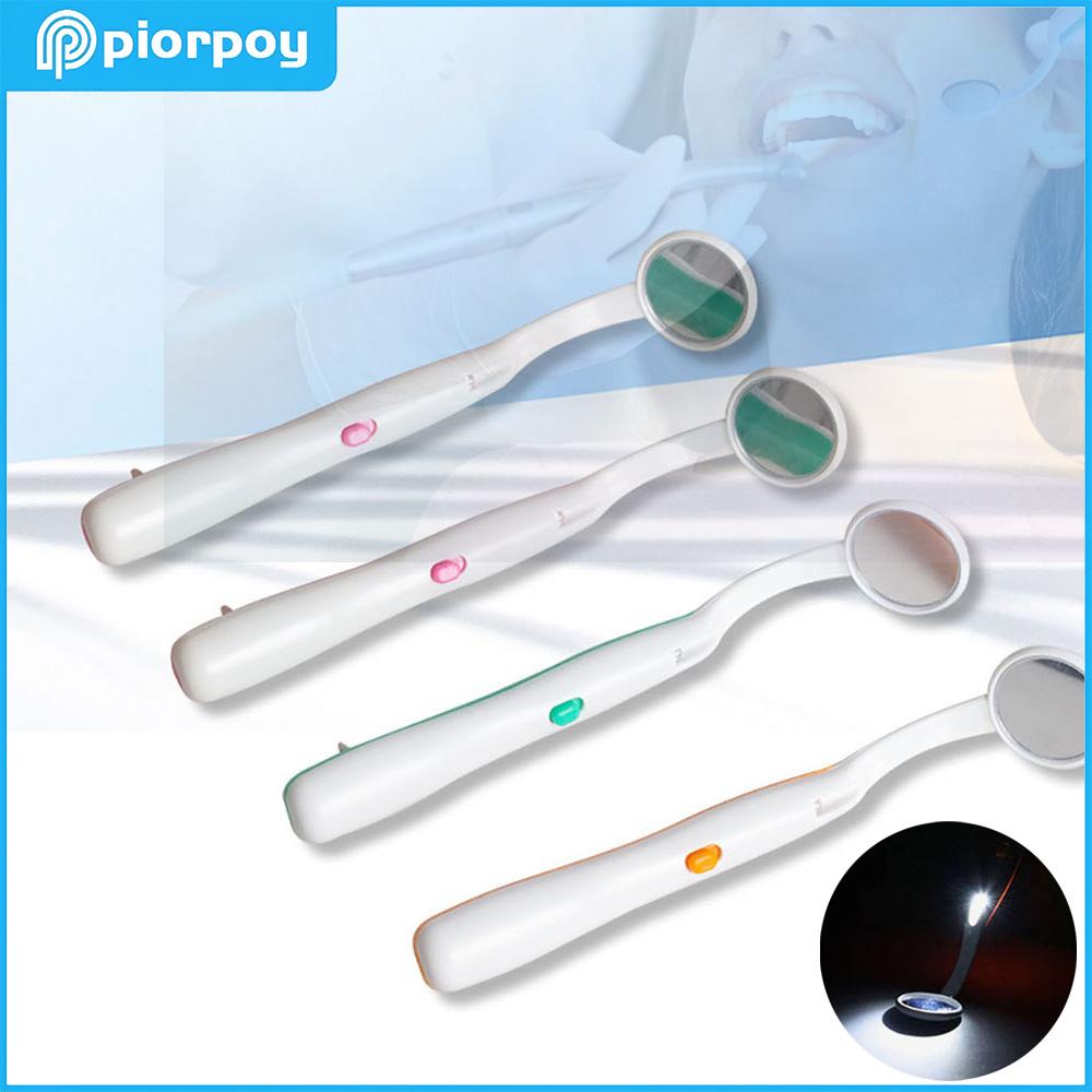 PIORPOY Dentistry Material LED Light Super Bright Mouth Mirror Dentist Oral Super Bright Anti-fog Mouth Mirror Tooth Exam Tool