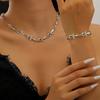 Egyptian Ankh Cross Necklace Bracelet Set Alloy Gothic Pendant Jewelry Women