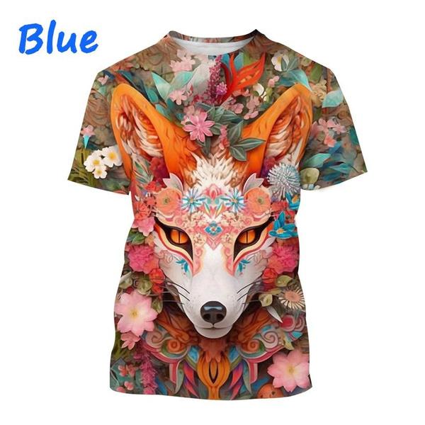 Animal Painting Art 3D Printing T-shirt Men's Fashion Animal Pattern Round Neck Short-sleeved Casual Tees Tops