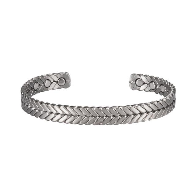Women's Tricolor Magnetic Energy Bracelet: Wheat/Silver/Copper Adjustable Pure Copper Design