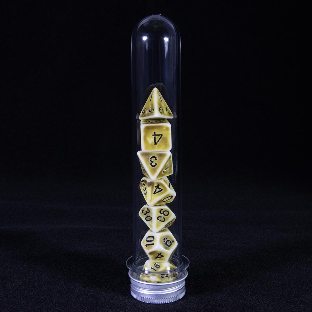 7Pcs Polyhedral Dice Opaque Polyhedral Game Dice with Tube for RPG DND D20 D12 D10 D8 D6 D4 Table Game