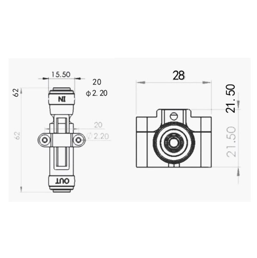 ZJMFSS 2S0 Low Flow Start Flow Switch with Normally Open Circuit and 2 Point Quick Connector for Pure Water and Fast Response