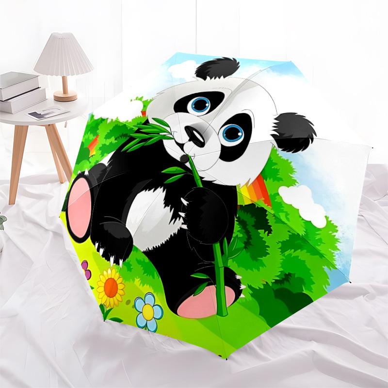 1pc Panda Print Automatic Open/Close Umbrella, 8-Rib Sturdy Frame, Umbrella for Travel, Everyday, Formal Events Yy251126032