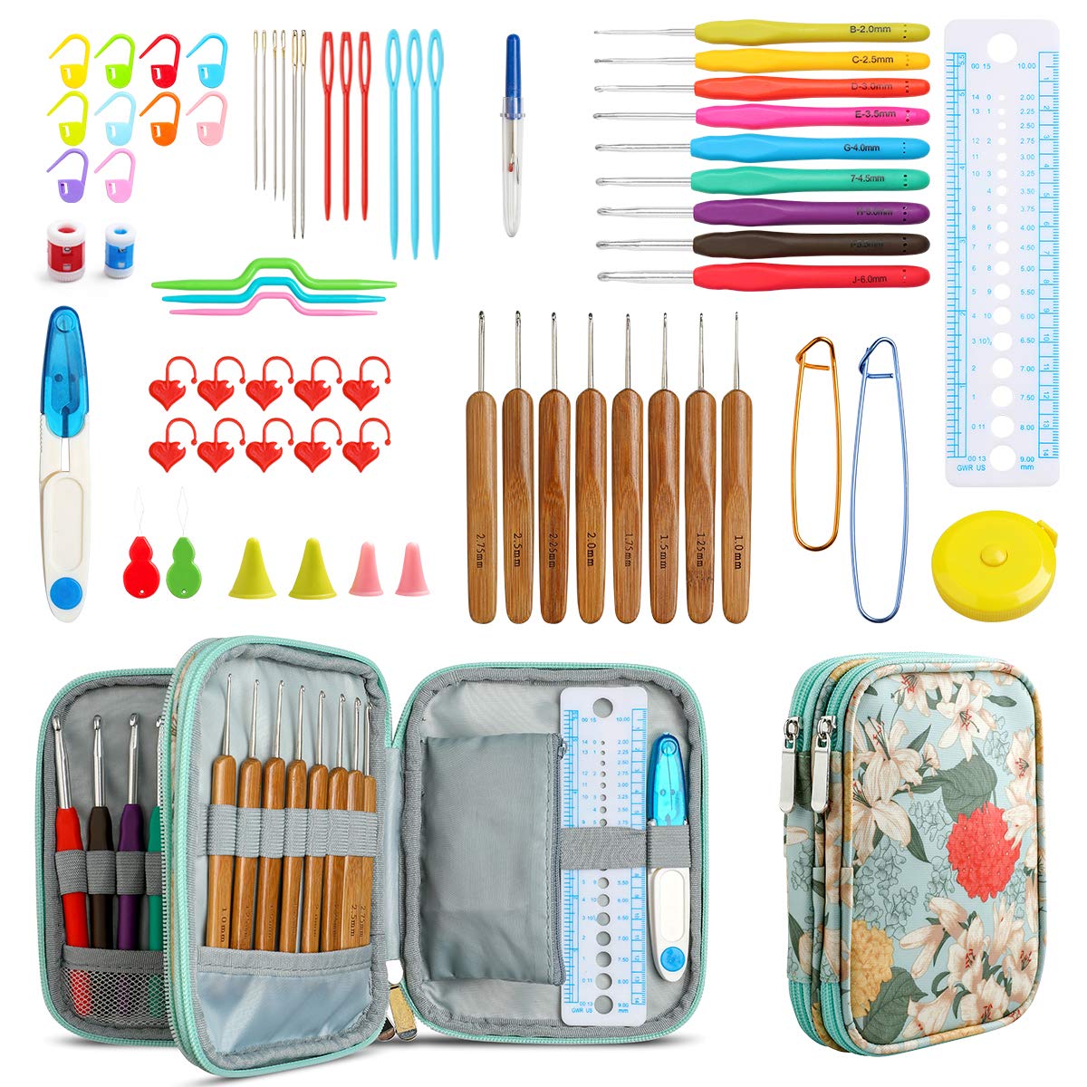 

Crochet Hooks Kit with Bag Ergonomic Crochet Hook Set Weave Yarn Kit DIY Hand Knitting Craft Tool for Beginners
