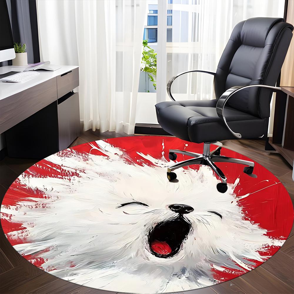 1PC Puppy Love Office Round Area Rug,  Mat Suitable ForOffice, Under Office Chairs Bedroom Living Room Home Decor, Room Deco