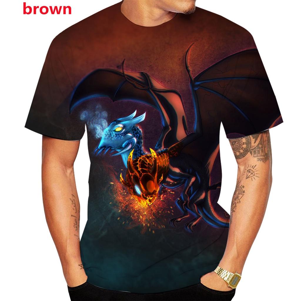 Men's New 3D Printed Dragon T-shirt Men's and Women's T-shirt Casual Animal Plus Size T-shirt Top