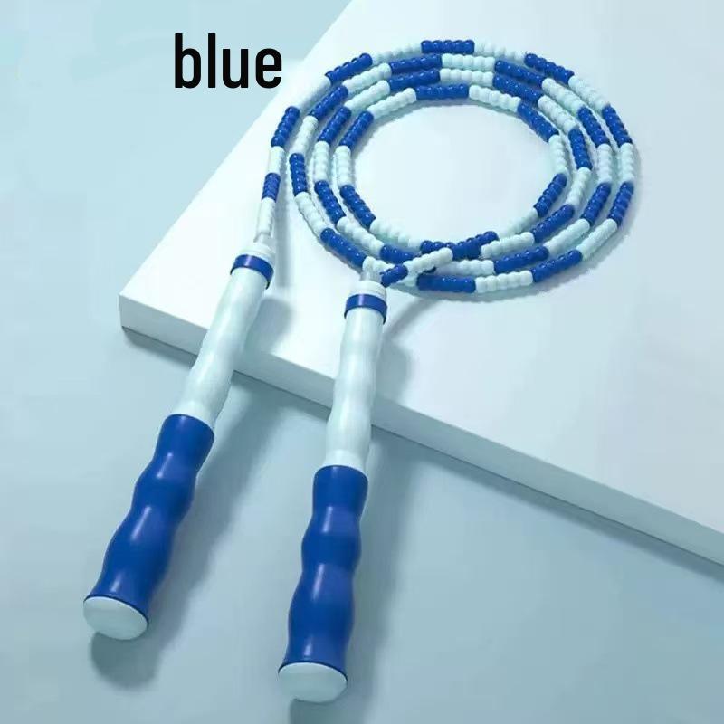 

Adjustable Non-Slip Handle Jump Rope for Kids: Soft Beaded Bamboo Sections, Tangle-Free for Beginner Elementary Students. синій