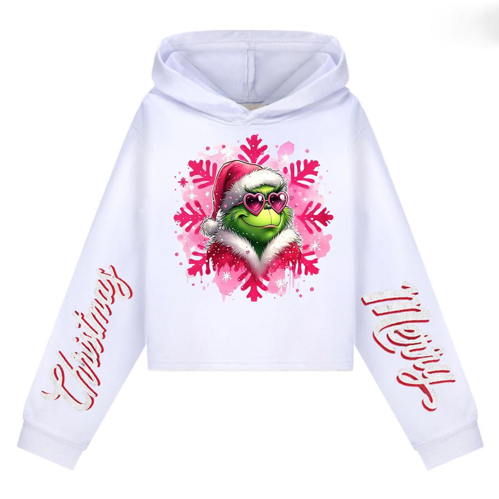 Kids' Casual Fashion Christmas Printed Long Sleeve Hooded Sweatshirt (No Drawstring)