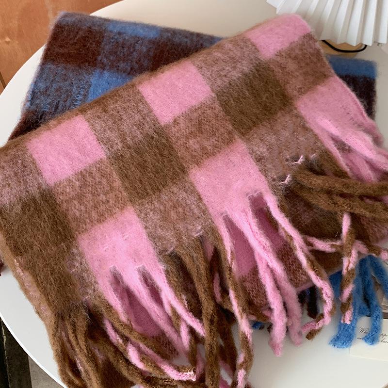 Mittellanger Damen-Winterschal Verdickter Warmer Nackenwärmer Hautaufhellend Fransen Retro Vielseitig