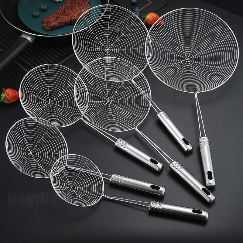 Stainless Steel Skimmer Solid Strainer Ladle Stainless Steel Kitchen Utensil Tool French Fries Fish Frying Kitchen Utensil