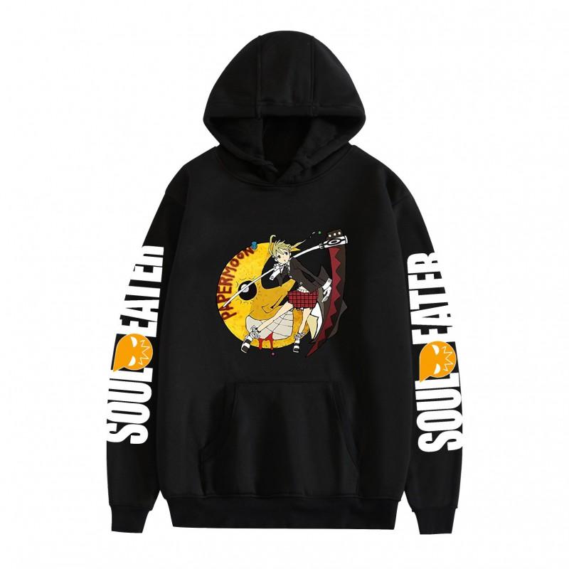 Cartoon Print Hoodie Soul Eater Anime Series Loose Fit Long Sleeve Teens