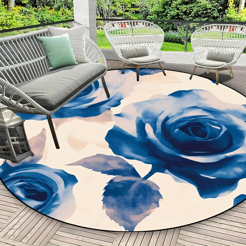 

Роскошные коврики для пола круглой формы с узором голубых роз, кухонный коврик-дорожка для прихожей, мягкий ковер для спальни и гостиной, нескользящий коврик для зонирования 60X60cm