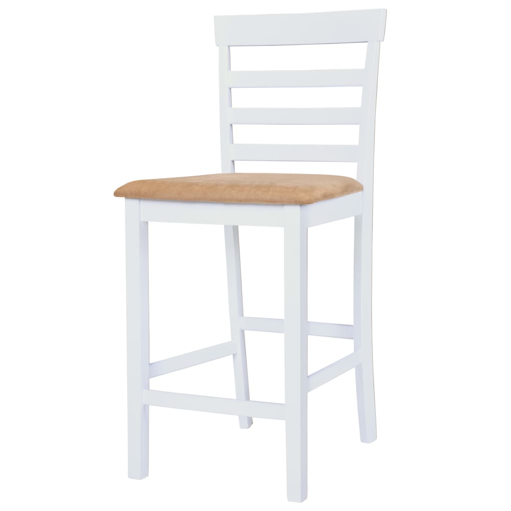 Bar Table Set with Chairs 5 Piece Solid Wood Brown and White