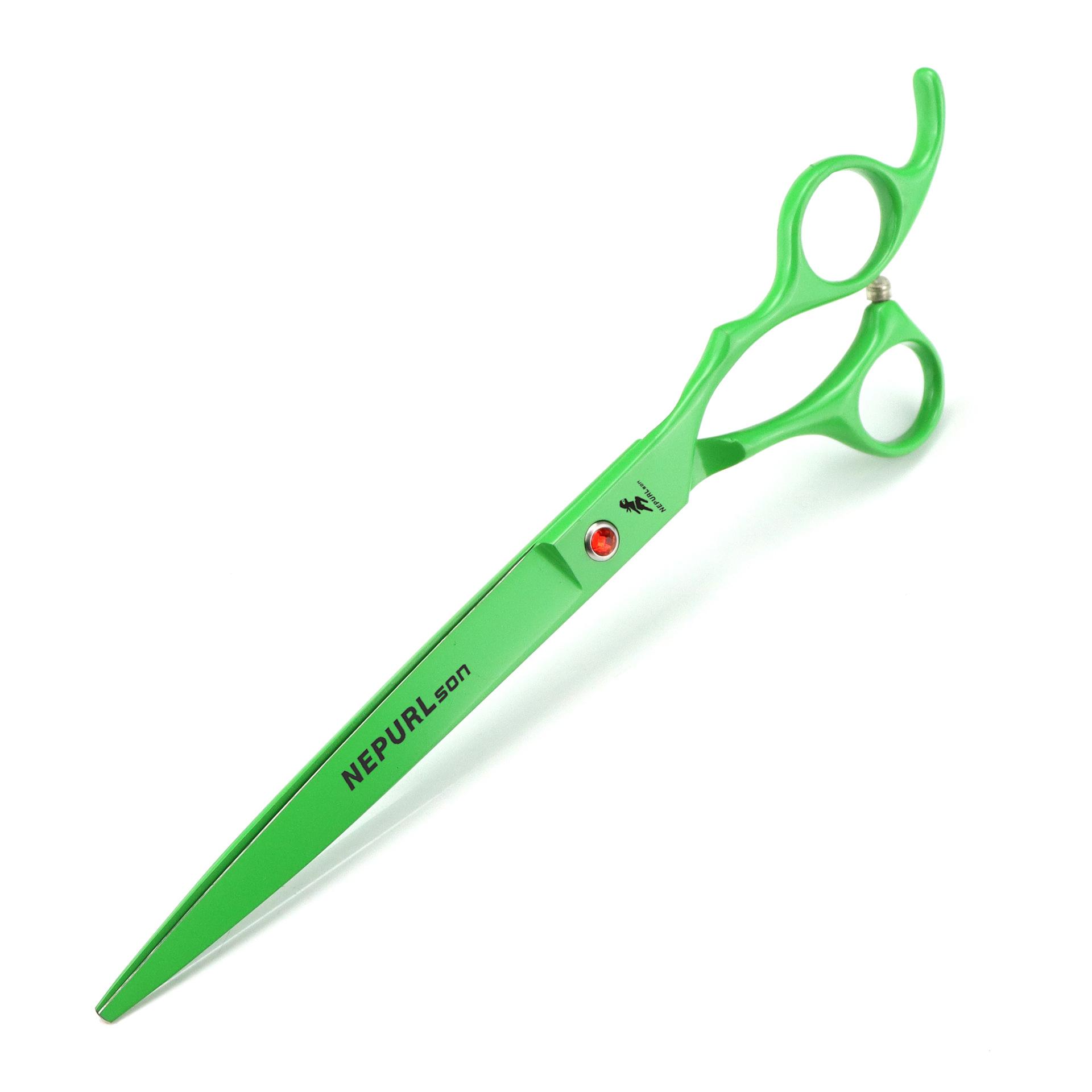 8.0 inch Nimpson, color paint hand straight cut, pet grooming cut, straight cut 2H ZJ 8.0inch green