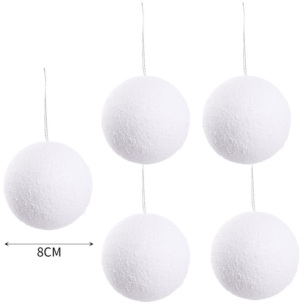 60/6Pcs White Foam Ball Christmas Tree Round Hanging Ornaments for Christmas Holiday Wedding New Year Party Home Decoration Ball