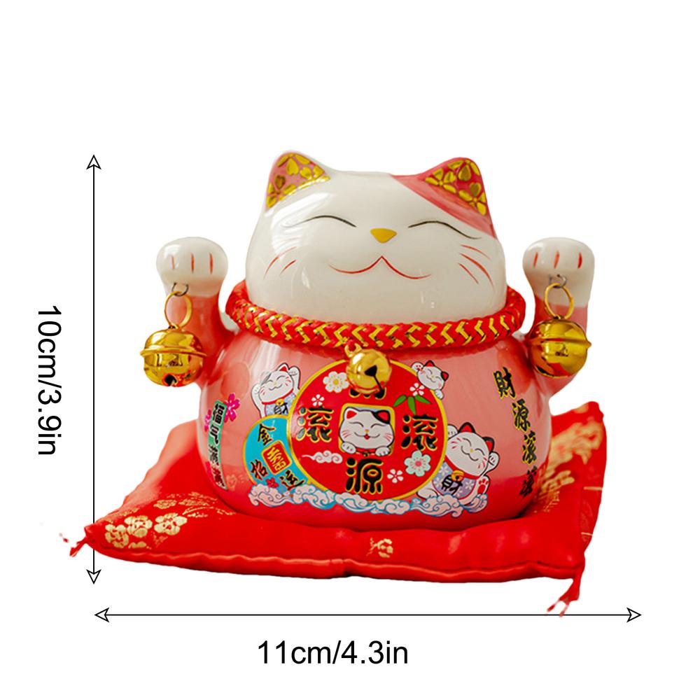 Maneki Neko Figurine Feng Shui Fortune Lucky Cat 4.5in Cute Wealth Cat Figurine Maneki Neko Feng Shui Fortune Creative Ceramics