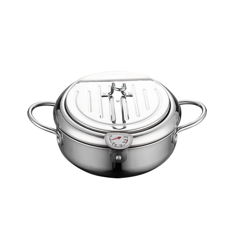 Japanese 304 Stainless Steel Non-Coated Tempura Frying Pan