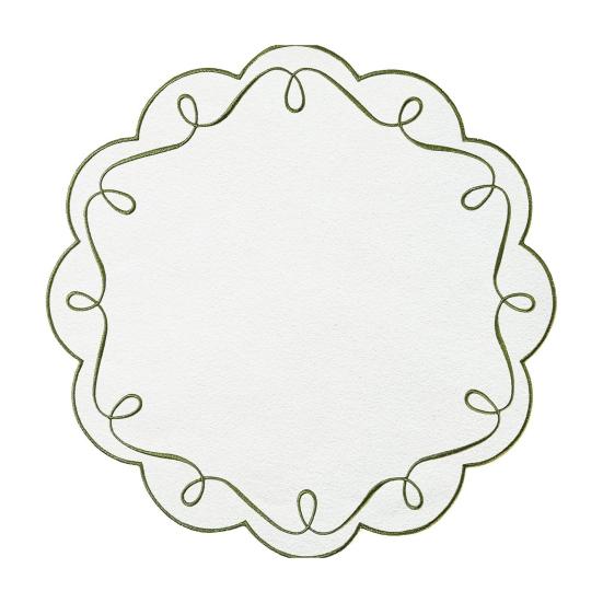 

Scalloped Round Placemat Embroidered Decorative Table Mat Machine Washable Party Placemat for Home Dining Table Wedding Bridal зелений
