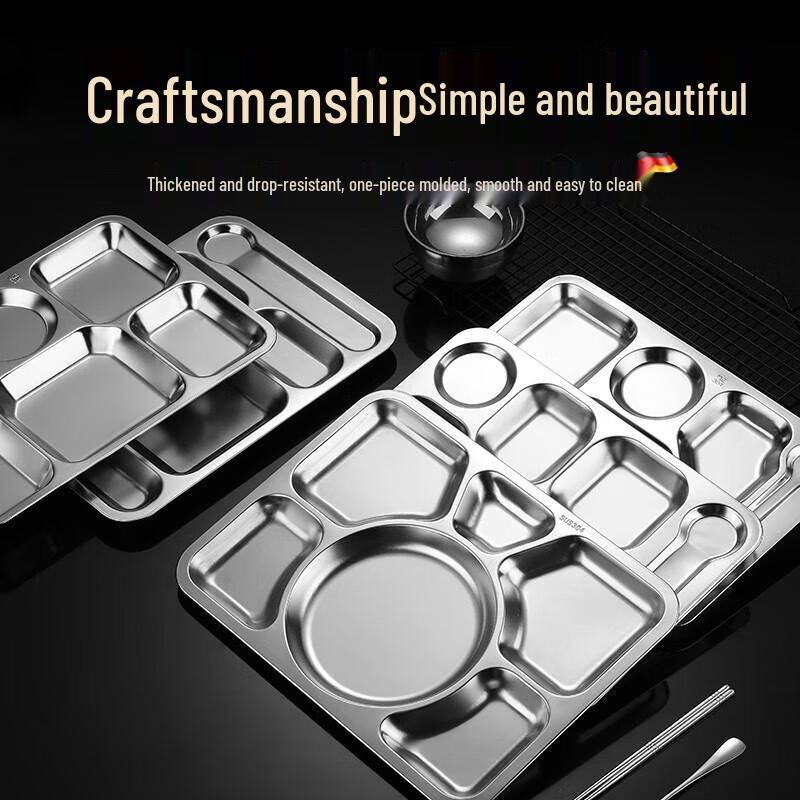 Kaiman 304 Stainless Steel 7-Compartment Cafeteria Meal Tray