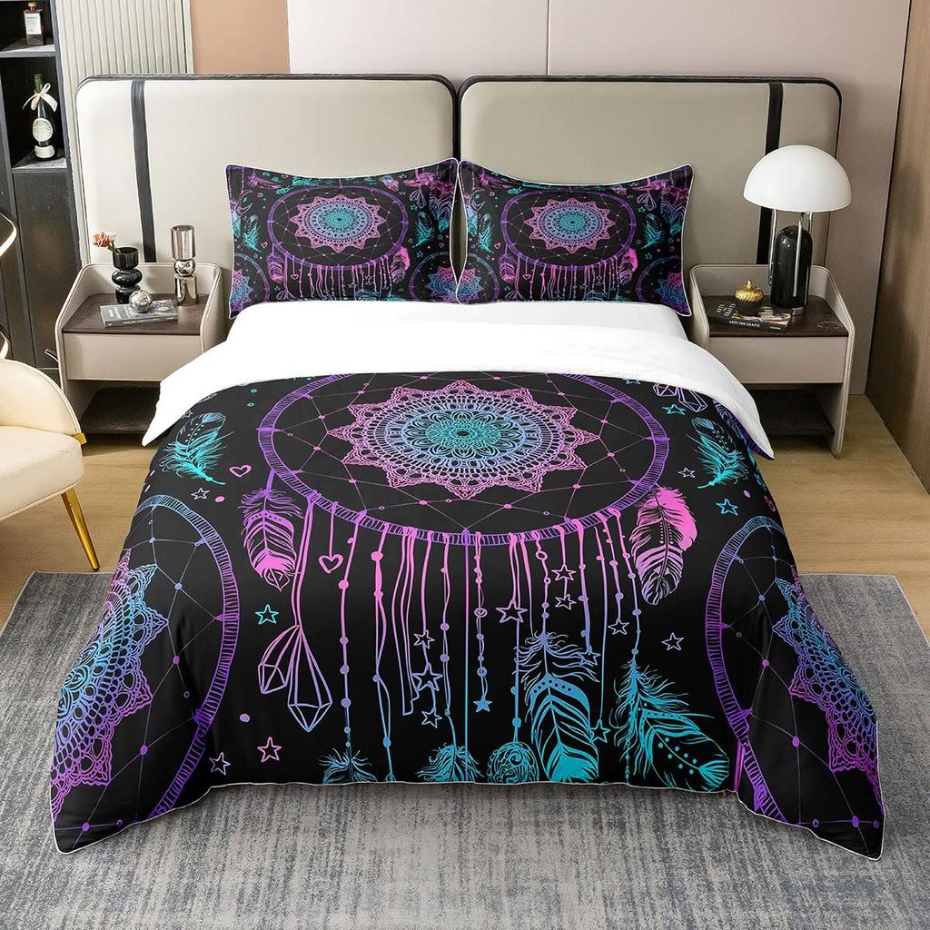 Dreamcatcher Duvet Covers for Kids Teens Queen Quilt Covers Lightweight Down Bedroom Decor 2 Pillowcases 1 Duvet Cover No Quilt