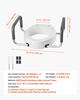 Raised Toilet Seat with Arms, 136.1 Kg Load Capacity, 88.9 Mm Lift Height, Widened Commode Elevated Toilet Seat Riser with Padded Handles for Seniors,