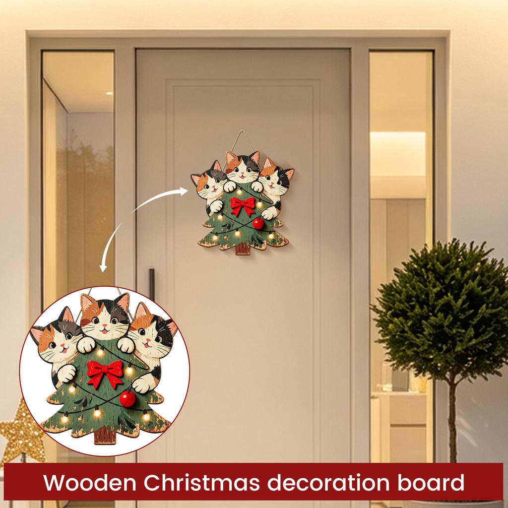 2D Flat Wooden Christmas Hanging Sign Holiday Decorative Plaque for Wall, Door and Mantel