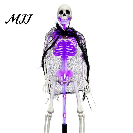 Outdoor Halloween Decorations 2Pcs Solar Skeleton Yard Stake, LED Garden Lights, Waterproof Glowing Skull Stakes Realistic Figurines for