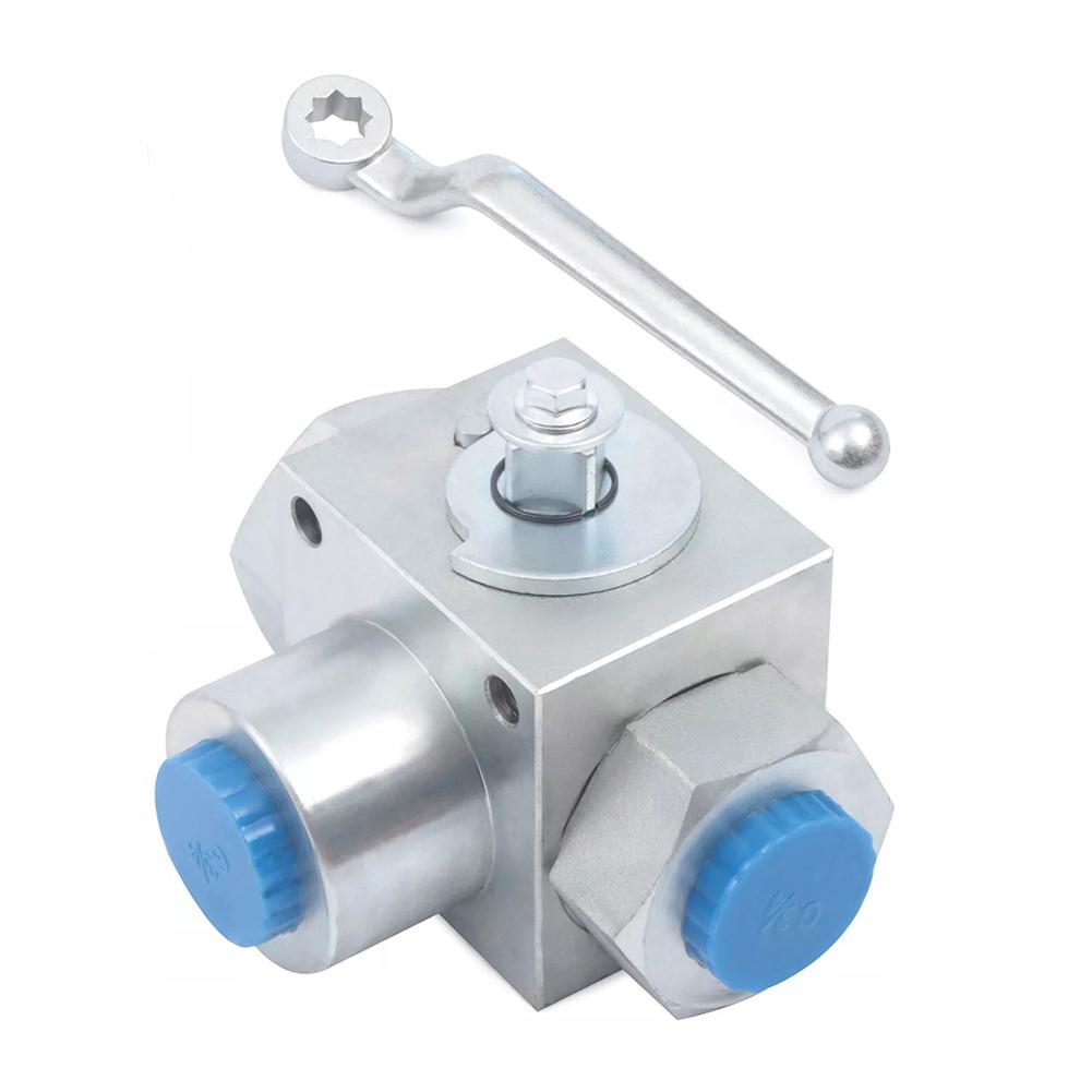1pc 3 Way Hydraulic Ball Valve High Pressure Ball Valve 1/4 BSP-500Bar Shutoff Valve For Water Oil Natural Gas