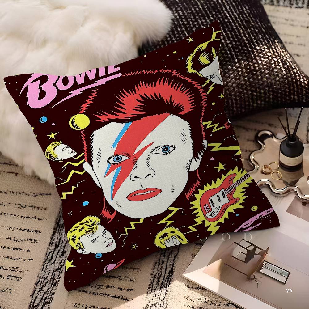 Housse de coussin Décorative Oreiller Canapé Décoration Maison Étui Housse d'oreiller Rétro Chanteur D-David B-Bowie