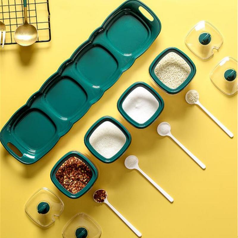 Combination Seasoning Jar Set Salt Cellar Sugar Bowl Pepper Box Spice Jars Pots Kitchen Canister Sets Multi-compartment