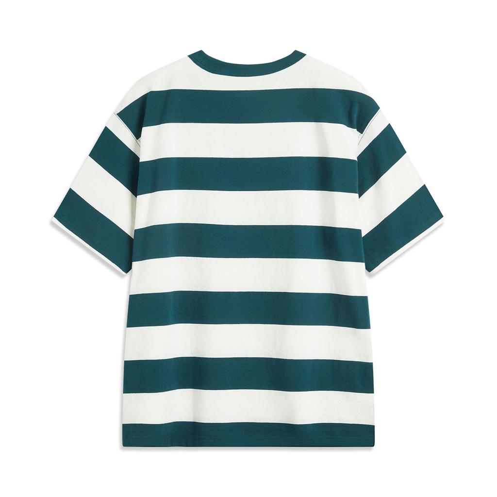 Li Ning Sports Trend Series Comfortable Simple Fashion Round Neck Loose Fit Letter Print Short Sleeve T-Shirt Unisex T-Shirt White Green AHSV227-2