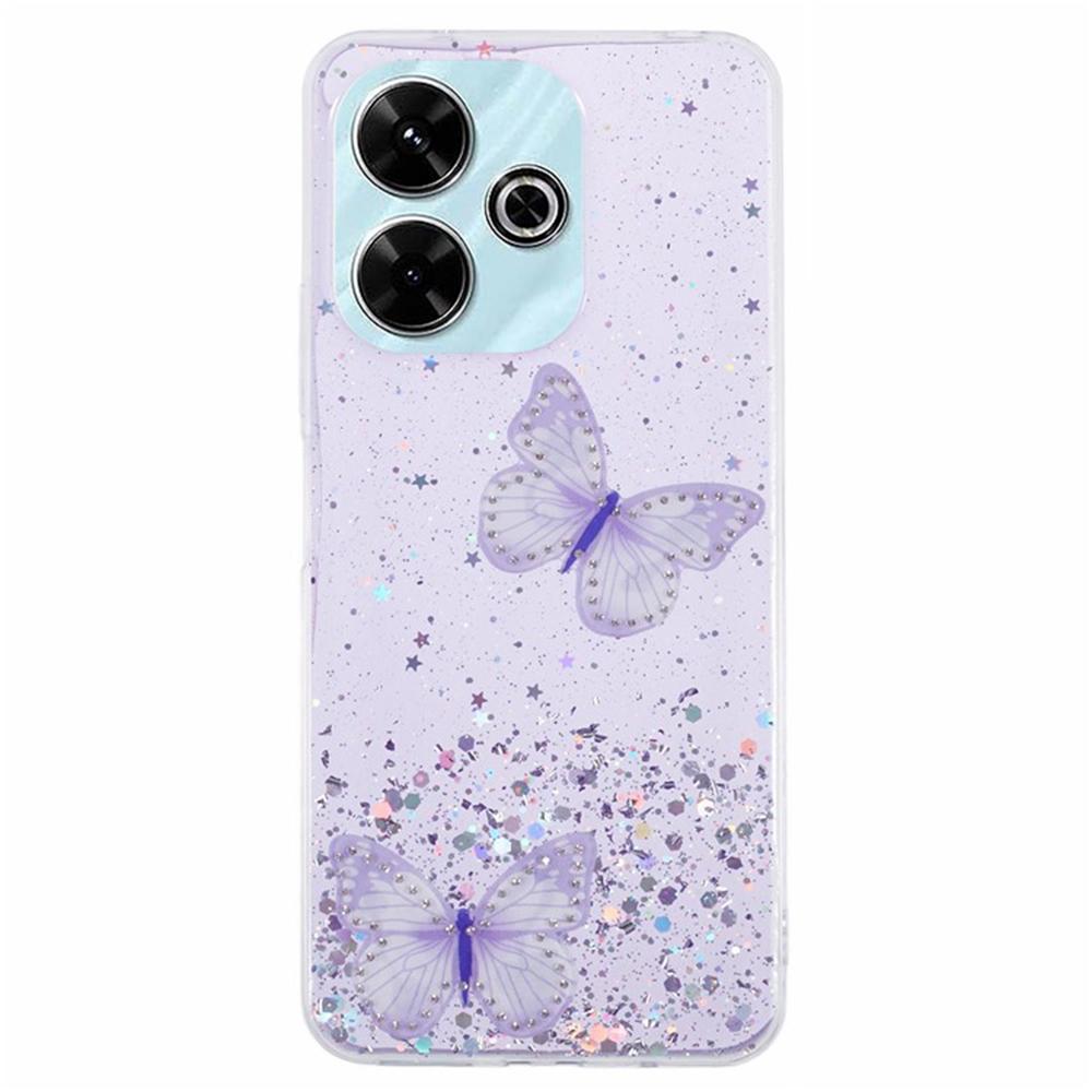 WANLONFENG AW Series for Xiaomi Redmi 13 5G/4G Case with Screen Film TPU Phone Cover PVC Butterfly Epoxy