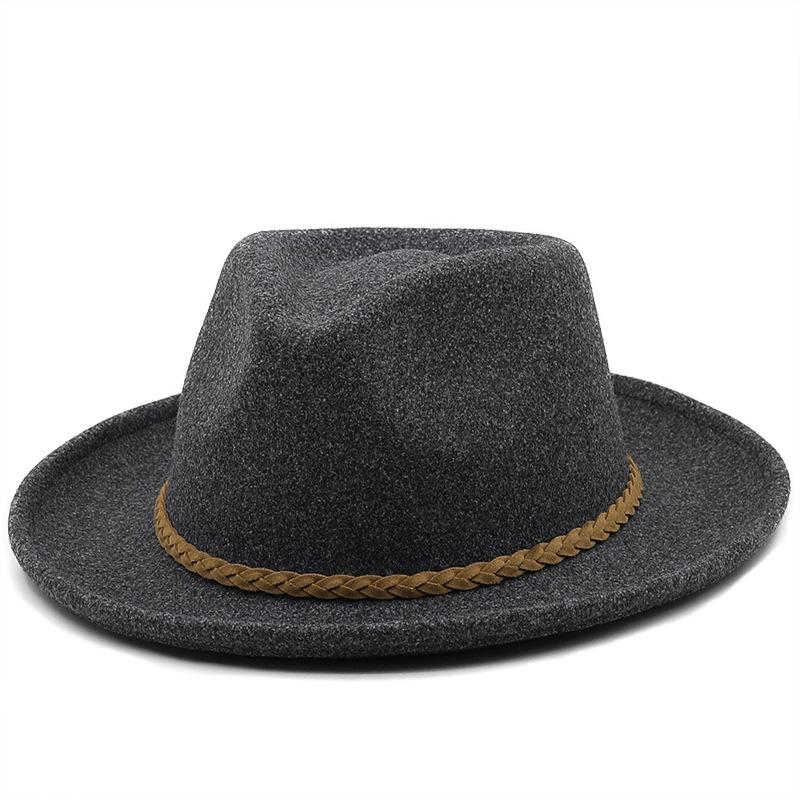 Autumn and Winter Women's New Upturned Hat Fashion Wool Jazz Hat British Style Top Hat