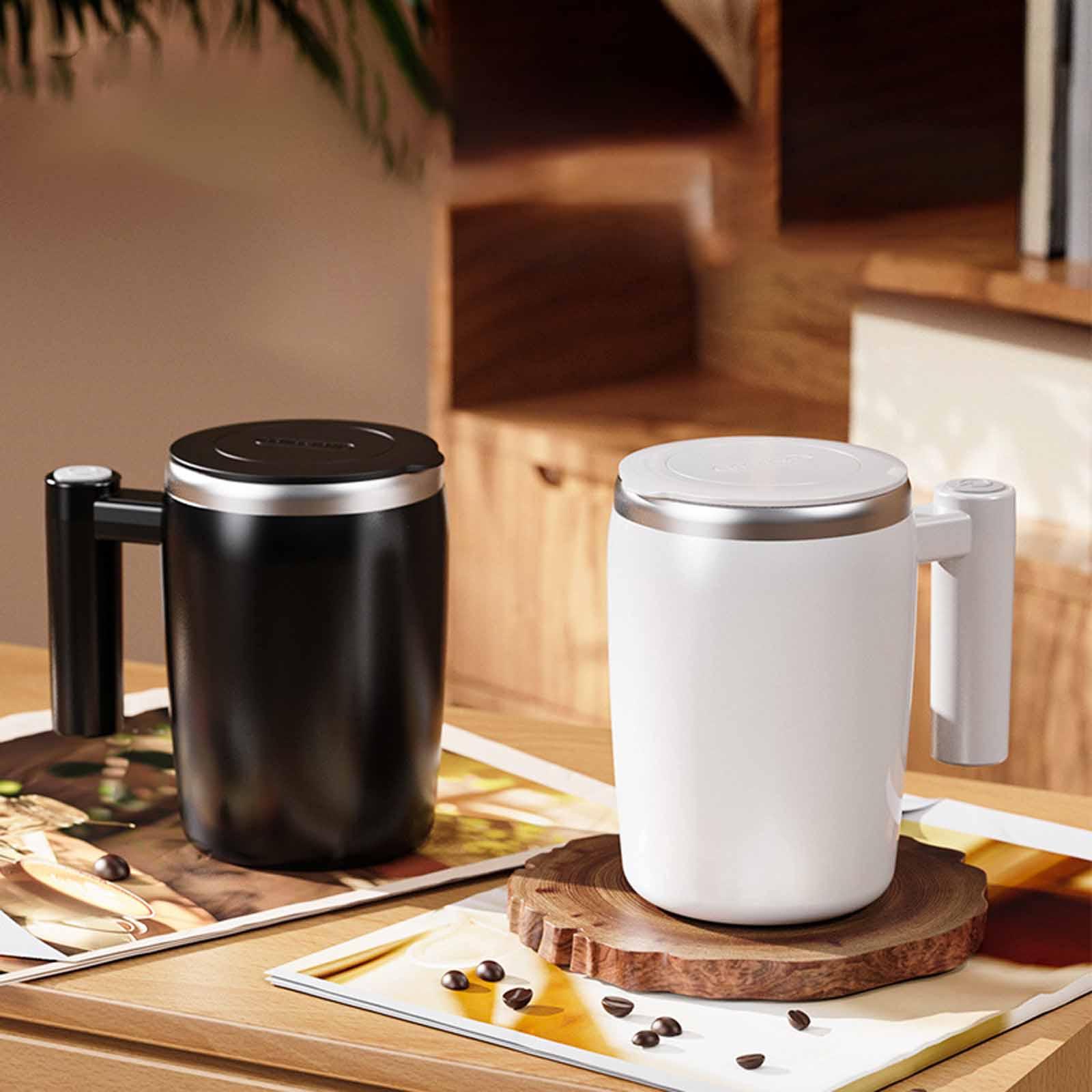 Automatic Stirring Mug 400ml/14oz Rechargeable Rotating Automatic Mixing Cup for Tea Women and Men Protein Drinks Travel nero