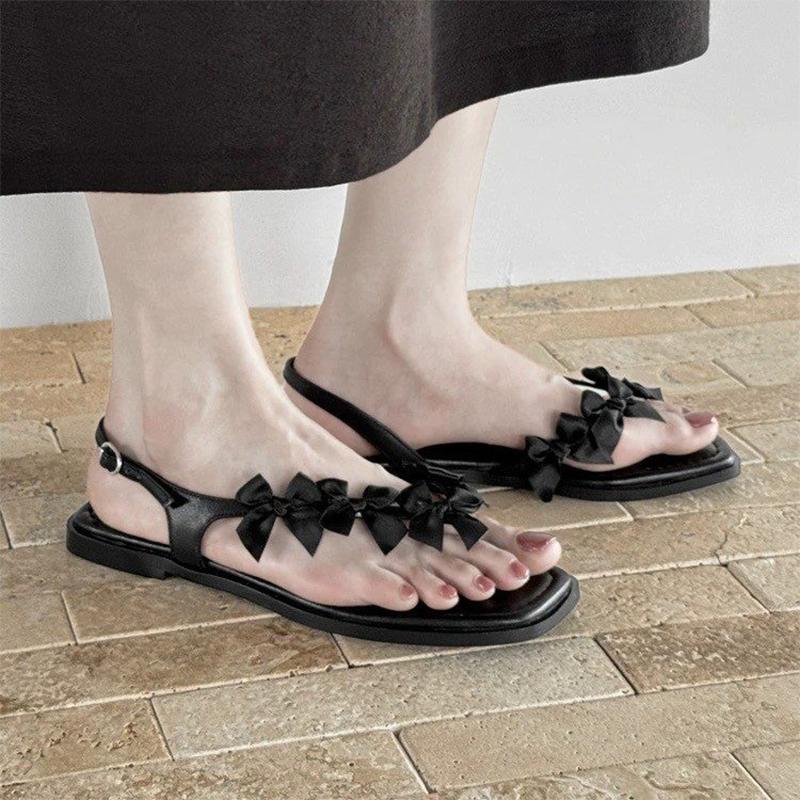 Fashion Bow Flats Women Clip Toe Sandals Casual Fashion Shoes Summer Walking Cozy Shoes Woman Slippers 2025 Trend Brand Female Zapatos