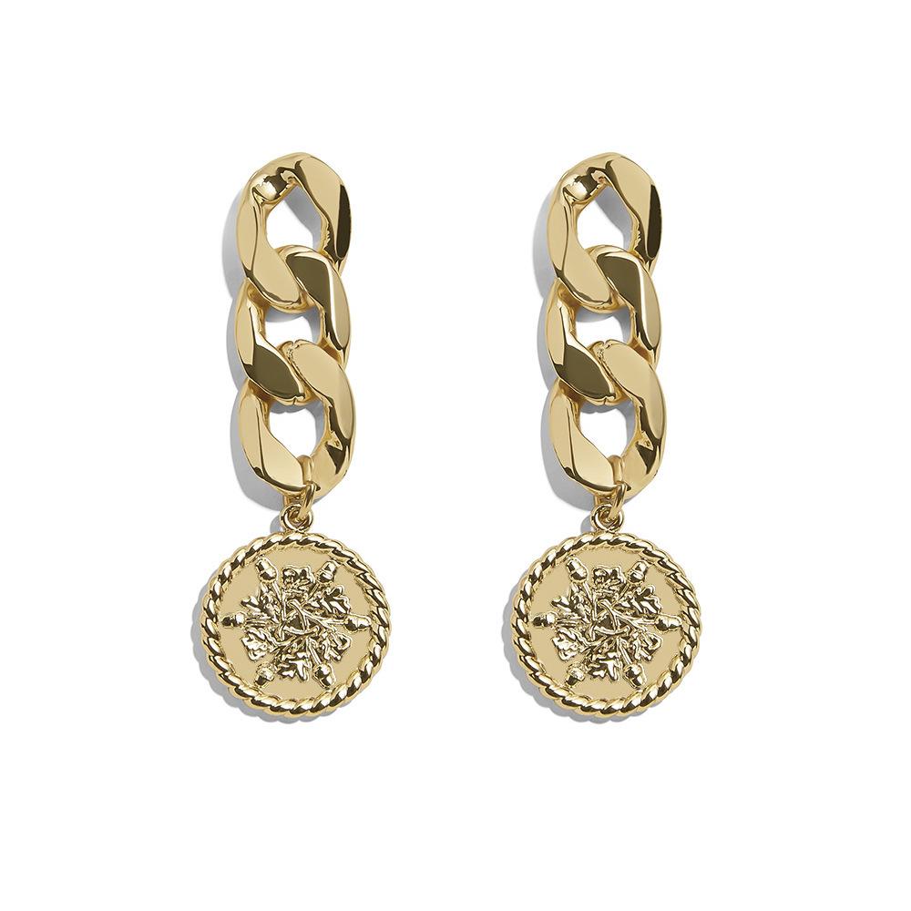 

Fashion Trendy European Alloy Hoop Earrings Gold Plated Chain Braided Style Women For