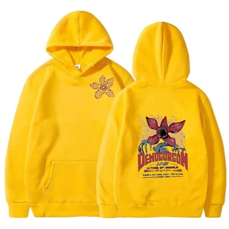 Unisex Velvet Loose Hoodie with Strange TV Show Words Design - Spring/Autumn