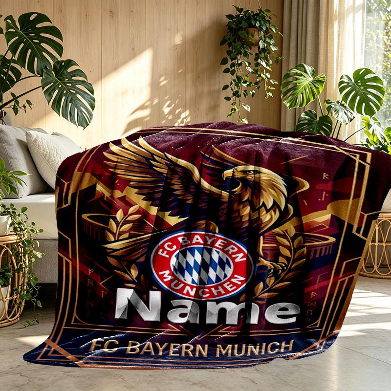 Custom Name Personalized FC Bayern Munich Print Blanket, Home Decor, Bedroom, Sofa, Camping, Couch, Gifts for Birthday Christmas