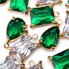 10pcs 5pcs Gold Color Stainless Steel Zircon Pendants Green Transparent Crystal Charms Beads for Necklace Jewelry Making DIY