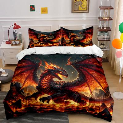 Fiery Dragon Amidst Flames. Bedding Sets Duvet Cover Sets Duvet Covers Pillowcases(1 * Duvet Cover 2 * Pillowcases Without Duvet Insert)