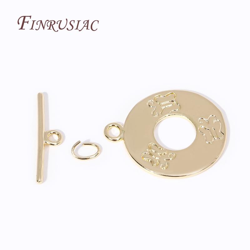 5 Types 18K Gold Plated Brass Round O Toggle Clasps, Dainty Necklace/Bracelet Connect Clasps For DIY Jewelry Making Supplies
