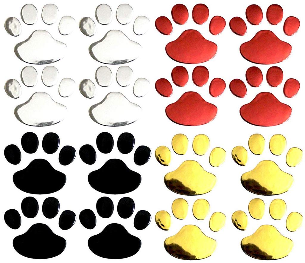 elrinrin Paw Sticker, Car, Motorcycle, Sticker, Car Decal, Animal, Footprint, 3D Sticker, Hide Scratches, Cat, Dog, Paw (Set of 4)