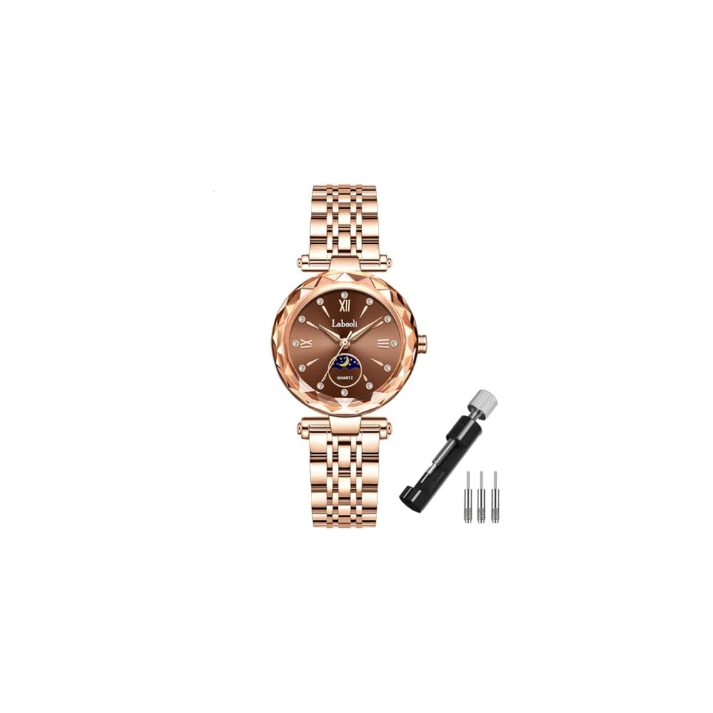 Rose Gold Women's Watch Crystal Waterproof Stainless Steel Business Style Cute Gift for Her